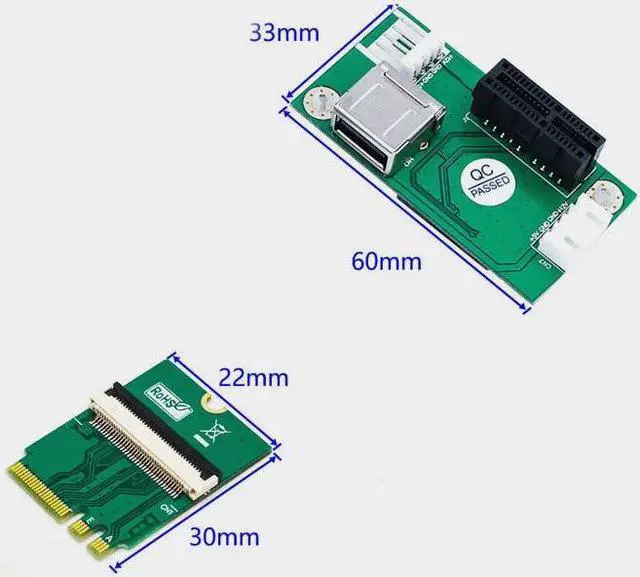 Alt view image 6 of 7 - NGFF (M.2) Key A/E to PCI-E Express 1X Extension Cord with High Speed FPC Cable