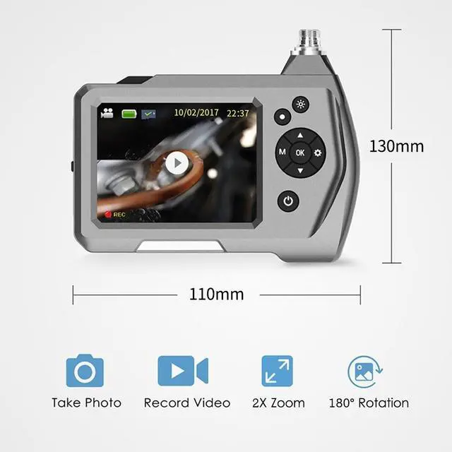 Alt view image 4 of 7 - 7.6mm Industrial Endoscope Borescope Micro Inspection Camera Digital Endoscope HD 3.5inch Borescope Camera with LED Light Semi-Rigid Flexible Pipe Rechargeable 2600mAh Battery - 1M