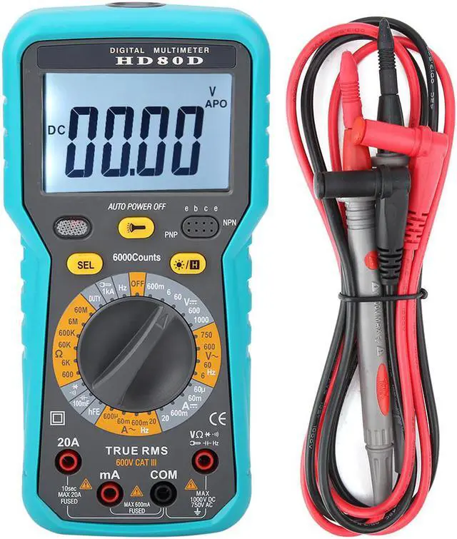 Main image of HD80D 6000 Counts Digital Multimeter ACV/DCV Electric Hand-Held Tester Meter LCD Multimeter Electrical instrument