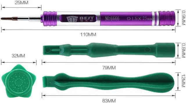 Alt view image 4 of 6 - BST-6666 7 in 1 Mobile Phone Repair Tools Kit Disassemble Screwdriver Set Spudger Nylon Opener