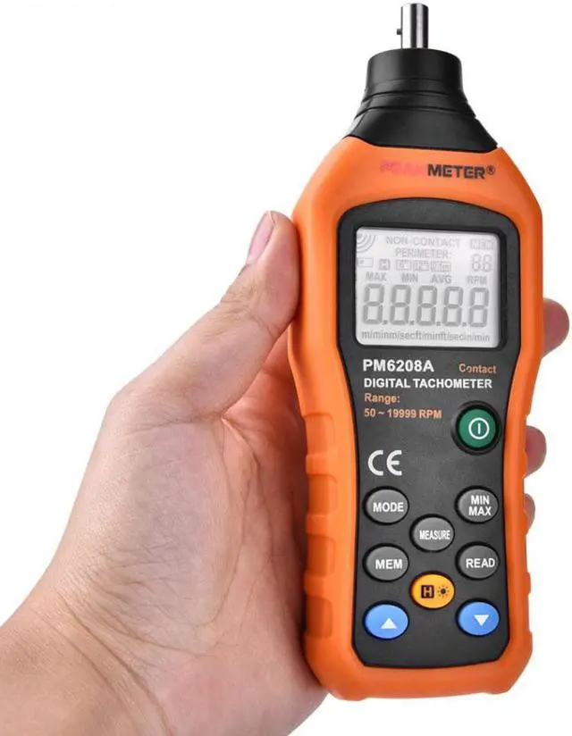 Alt view image 3 of 7 - PEAKMETER PM6208A Portable Tachometer Meter Contact-Type Digital Tachometer Meter Motor Speed Gauge Tester