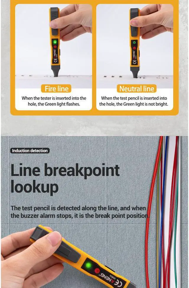 Alt view image 4 of 7 - ANENG VD806 AC/DC Voltage Tester Vape Pen Battery Current Non Contact Voltage Detector Electrical Circuit Tester Led Pencils