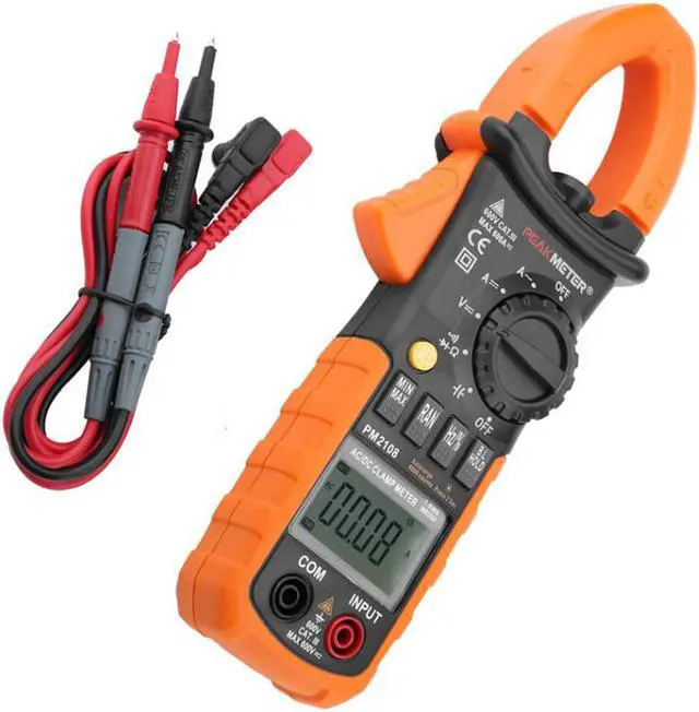 Alt view image 6 of 7 - PEAKMETER PM2108 Clamp Meter Portable Digital AC/DC Clamp Meter Multimeter Current Voltage Resistance Tester Multimeters