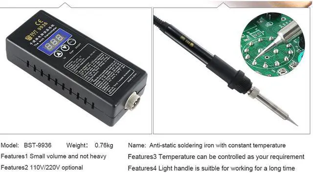 Alt view image 2 of 6 - BST-9936 Portable Micro PC Control ESD Safe Constant Temperature Electronic Soldering Iron For Cell Phone Repair - 220V