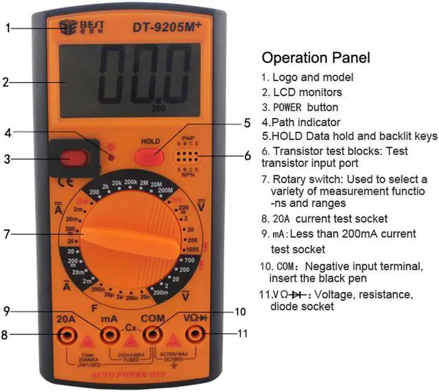 Alt view image 3 of 6 - Digital Multimeter DC AC Voltage Current Meter Auto Range Precision Meter Tester