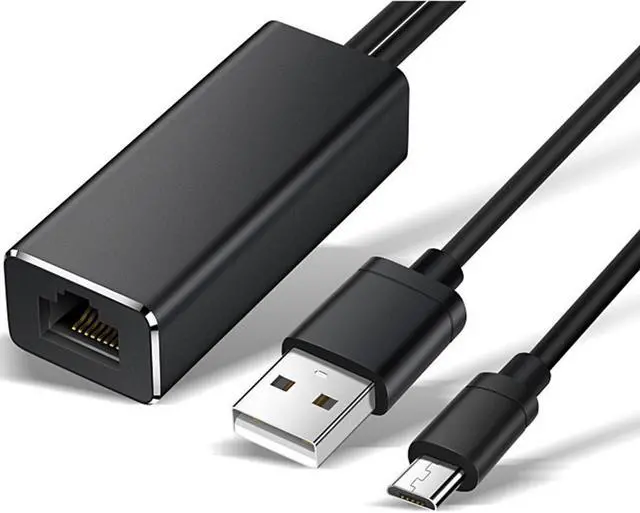 Main image of Portable USB2.0+Micro2.0 Transform RJ-45 100MB Network Card Converter Mult-Function Black Aluminium Alloy Dual Wire Converter