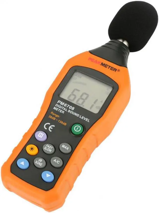 Alt view image 3 of 7 - PEAKMETER PM6708 Sound Level Meter LCD Digital Audio Decibel Sound Noise Level Meter Tester 30-130dB Decibel Tester