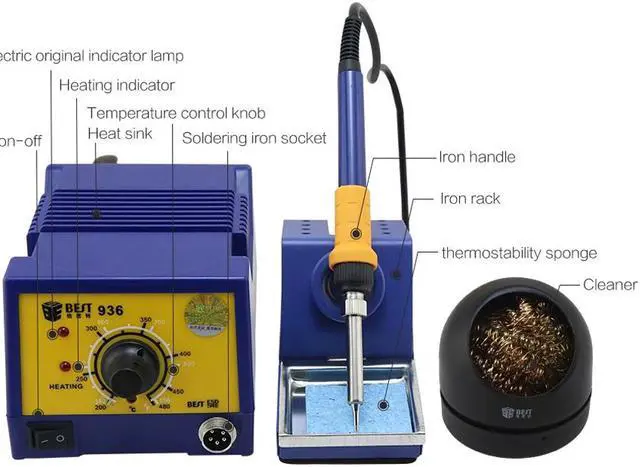Alt view image 3 of 7 - BST-936 Temperature Adjustable Lead-free Automatic BGA SMD Soldering Station Rework Station With Soldering Iron Cleaner - 220V