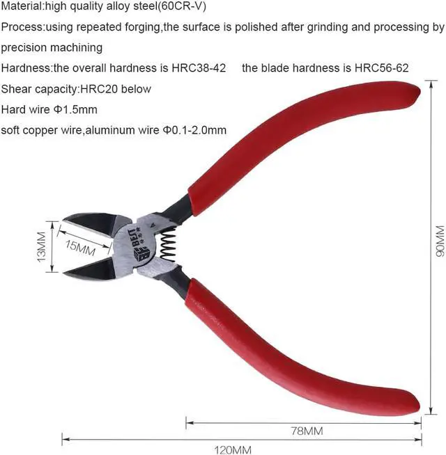 Alt view image 4 of 6 - Electronic Diagonal Mini Pliers Manually Stripping Pliers for Soft Copper Wire Cutting Tool Hand Tools 108mm