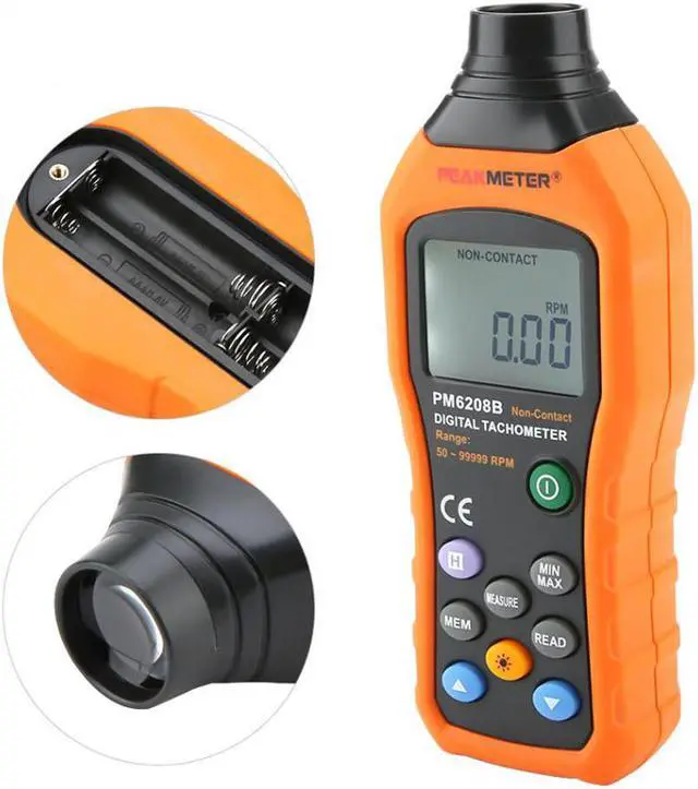 Alt view image 4 of 7 - PEAKMETER PM6208B Digital Tachometer Digital Non-Contact Tachometer RPM Speed Meter Revolution Meter Speed Measuring Instrument