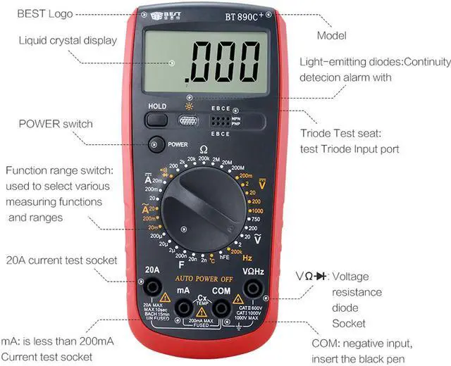 Alt view image 3 of 7 - BEST-890C+ Digital Multimeter Display Digital Multimeter