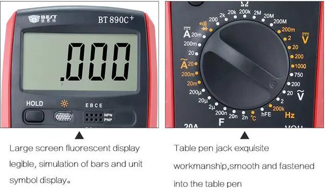 Alt view image 4 of 7 - BEST-890C+ Digital Multimeter Display Digital Multimeter