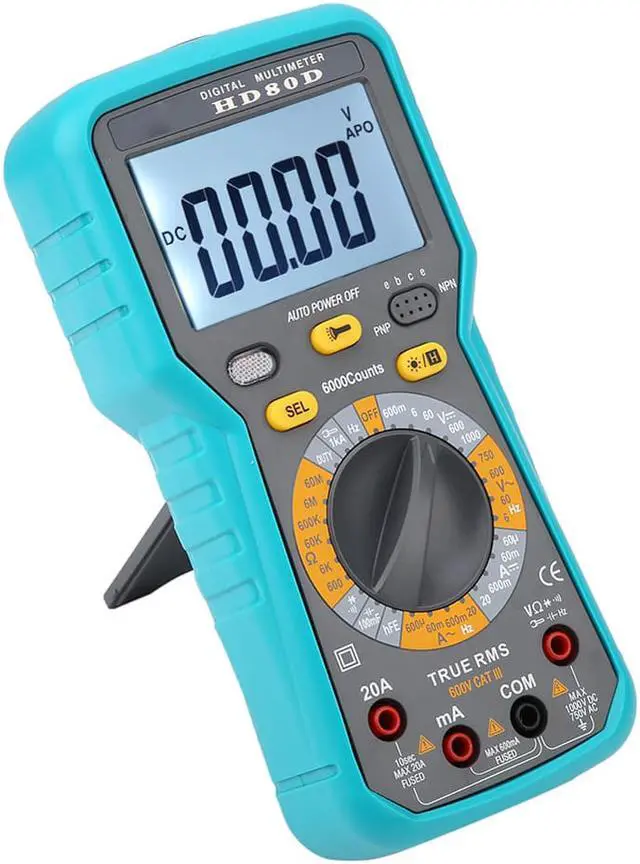Alt view image 3 of 5 - HD80D 6000 Counts Digital Multimeter ACV/DCV Electric Hand-Held Tester Meter LCD Multimeter Electrical instrument