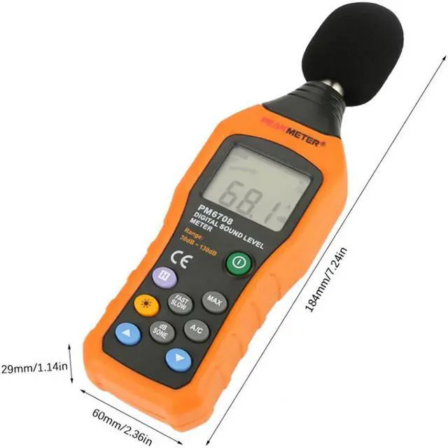 Alt view image 6 of 7 - PEAKMETER PM6708 Sound Level Meter LCD Digital Audio Decibel Sound Noise Level Meter Tester 30-130dB Decibel Tester