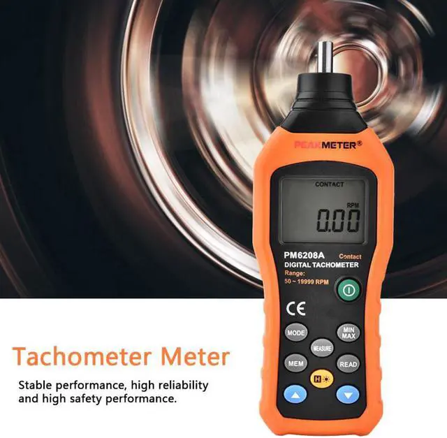 Alt view image 6 of 7 - PEAKMETER PM6208A Portable Tachometer Meter Contact-Type Digital Tachometer Meter Motor Speed Gauge Tester