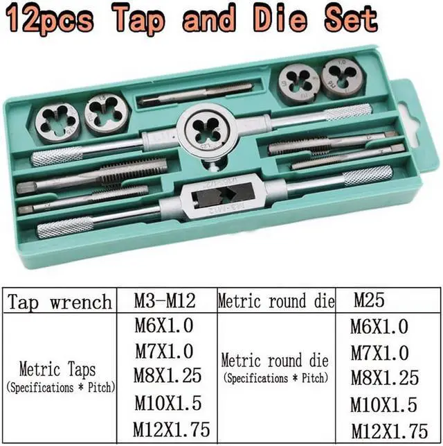 Main image of 12pcs M3-M12 Tap Die Set Hand Manual Tap Die Tool set
