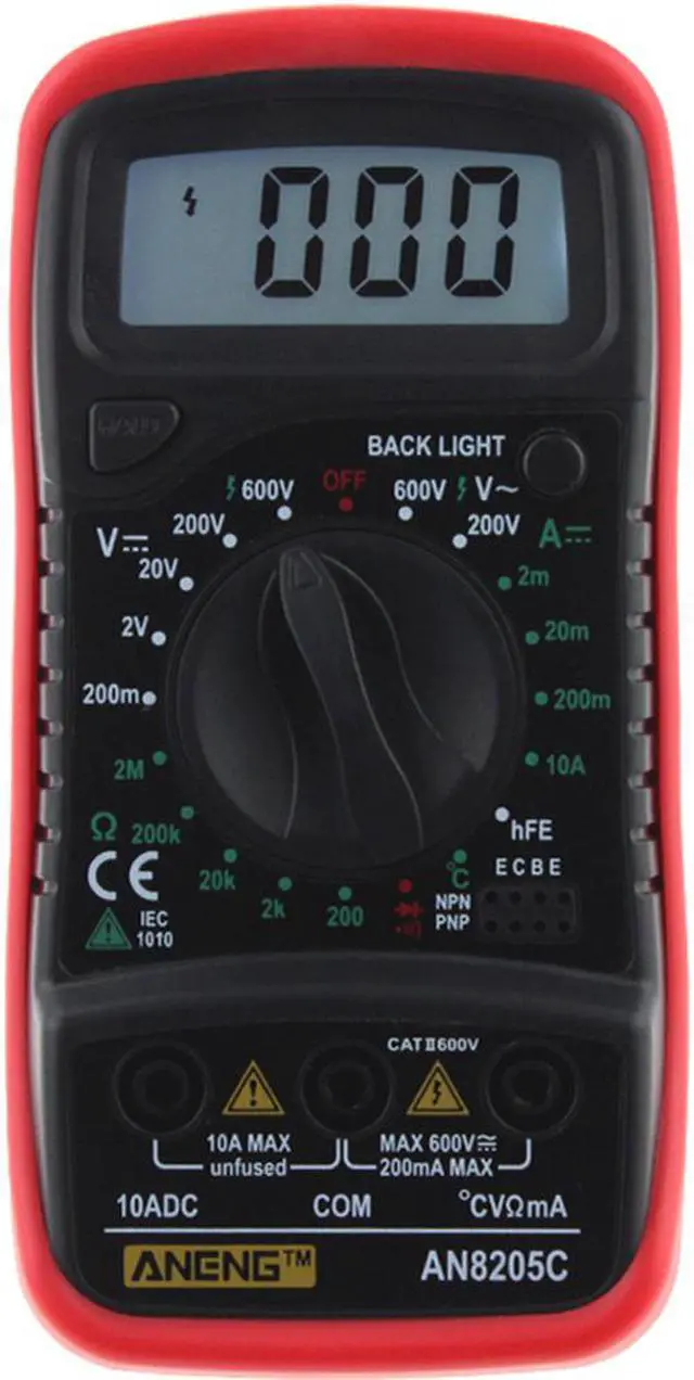 Main image of ANENG AN8205C Digital Multimeter AC/DC Ammeter Volt Ohm Tester Meter Multimetro With Thermocouple LCD Backlight Portable - Red