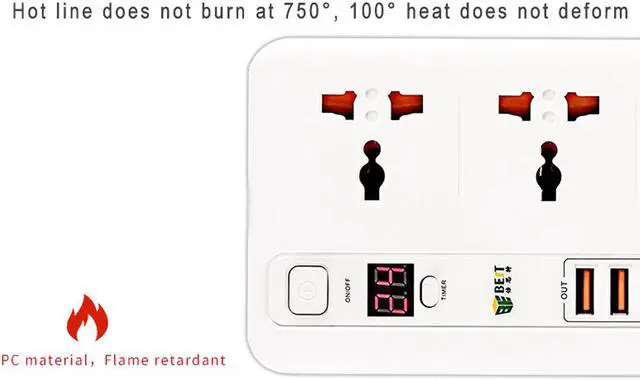 Alt view image 3 of 5 - BST-04 Smart Power Strip with 5 USB Socket Plug Timer Switch Extension Homekit Work - Black