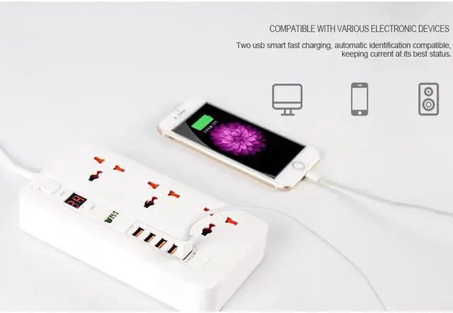 Alt view image 4 of 5 - BST-04 Smart Power Strip with 5 USB Socket Plug Timer Switch Extension Homekit Work - Black