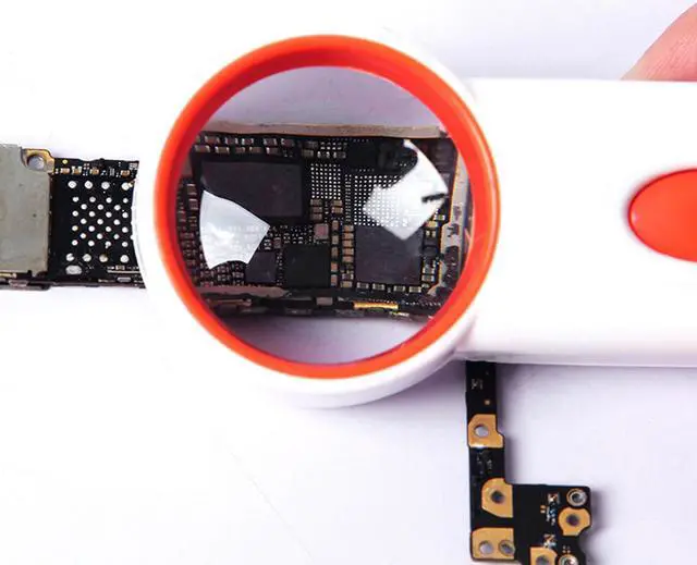 Alt view image 2 of 6 - Portable 10X Magnifier Magnifying Glass illuminated LEDs Handheld Magnifier Light Magnified Tool For Reading