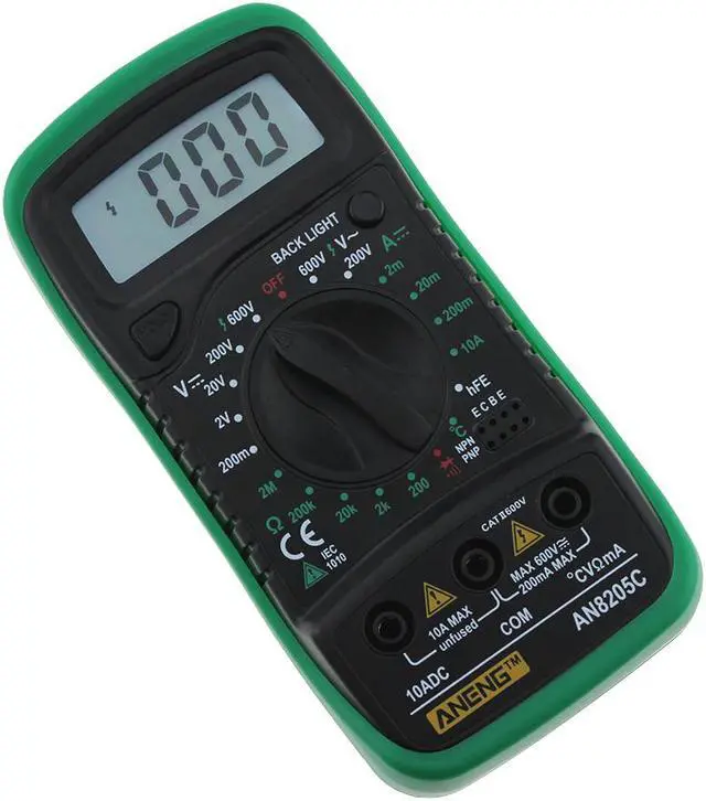 Alt view image 5 of 7 - ANENG AN8205C Digital Multimeter AC/DC Ammeter Volt Ohm Tester Meter Multimetro With Thermocouple LCD Backlight Portable - Green