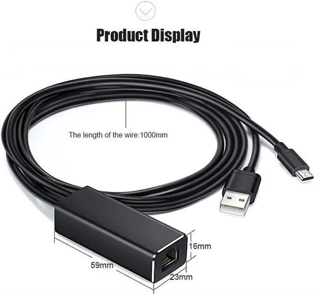 Alt view image 5 of 7 - Portable USB2.0+Micro2.0 Transform RJ-45 100MB Network Card Converter Mult-Function Black Aluminium Alloy Dual Wire Converter