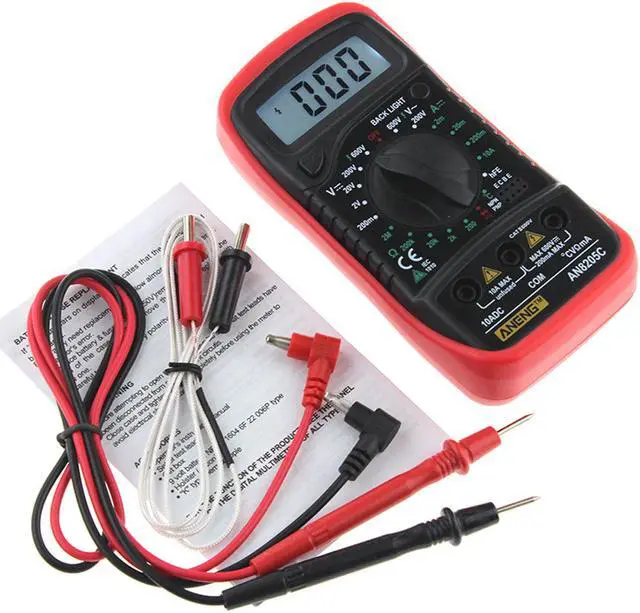 Alt view image 2 of 2 - ANENG AN8205C Digital Multimeter AC/DC Ammeter Volt Ohm Tester Meter Multimetro With Thermocouple LCD Backlight Portable - Red