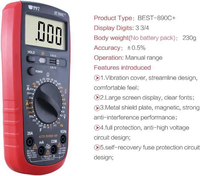 Alt view image 2 of 7 - BEST-890C+ Digital Multimeter Display Digital Multimeter