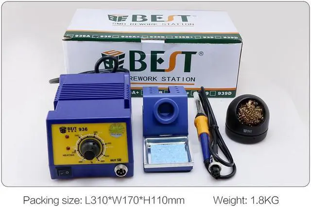 Alt view image 7 of 7 - BST-936 Temperature Adjustable Lead-free Automatic BGA SMD Soldering Station Rework Station With Soldering Iron Cleaner - 220V