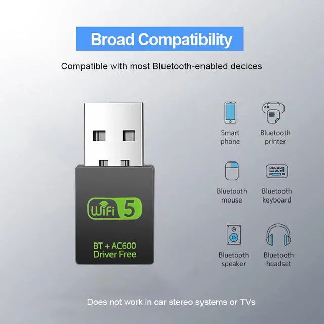 Alt view image 4 of 7 - Wireless USB Bluetooth Adapter RTL8821CU 600Mbps USB WiFi Adapter Receiver 2.4G/5.8G Bluetooth V4.2 Network Card Transmitter IEEE 802.11b/g/n