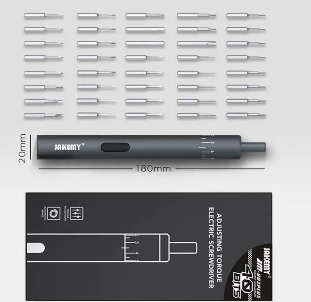 Alt view image 5 of 7 - JAKEMY JM-Y02 Plus 40 Bits Precision Electric Power Screwdriver Set LED Light DIY Maintaince Tools for Cellphone Camera Laptop Improvement