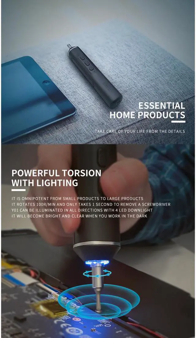 Alt view image 3 of 7 - NEW 20 Bits Portable Magnetic Cordless Electric Screwdriver Set DIY Power Tool for TV Laptop Household Repair