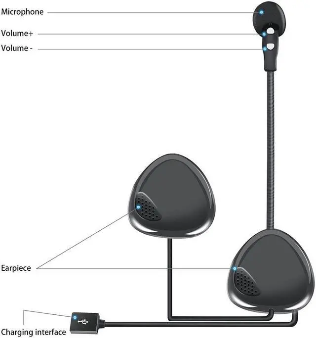 Alt view image 7 of 7 - VNETPHONE V1-2A BT 4.0 Moto Helmet Headset Wireless Handsfree Stereo Earphone Motorcycle Helmet Headphones MP3 Speaker