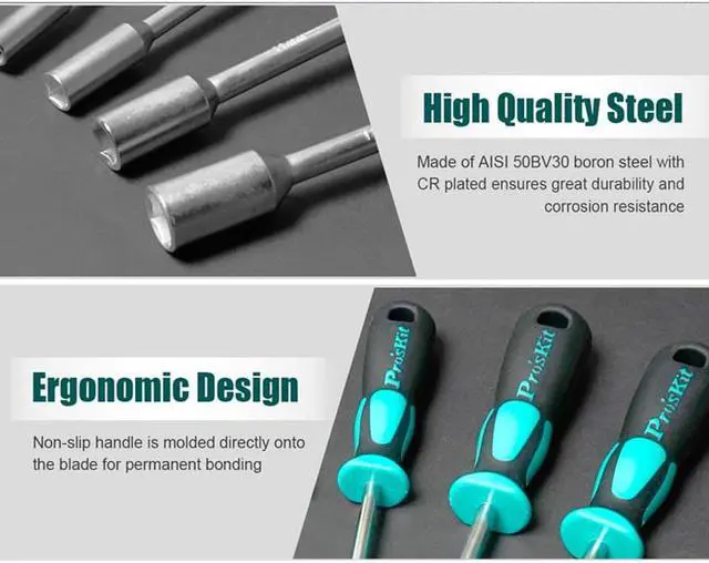 Alt view image 5 of 6 - Pro'sKit SD-2800-M5 Hollow-Shaft Nut Driver Hex Bit Socket Key Wrench Screwdriver Hand Tools Metal Socket Driver Hex Nut Key Wrench (M5*125)