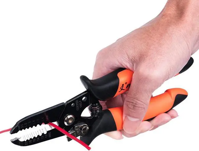 Alt view image 4 of 7 - PARON JX-1143-A 6-hole Multifunctional Wire Stripper Fine Grinding Stripping Shearing Type Wire Clamping Pliers Double-layer Two-color Comfortable Handle Wire Cutting Pliers AWG20-10 0.8-2.6mm²