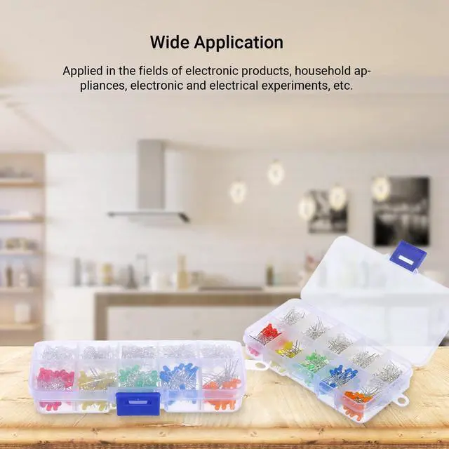 Alt view image 4 of 5 - 300Pcs 3mm Assorted Color 2-pin LED Light Emitting Diodes Set