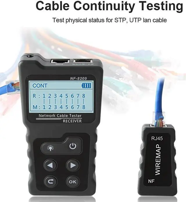 Alt view image 7 of 7 - Multi-functional LCD Network Cable Tester Wire Tracker PoE Checker Inline PoE Voltage and Current Tester with Cable Tester with Illuminate Function