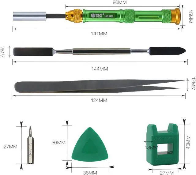 Alt view image 4 of 7 - BST-8929 37 in 1 Multi-function Precision Screwdriver Set with Tweezers Magnetizer Spudger Screwdriver Bits Repair Tools Kit Set