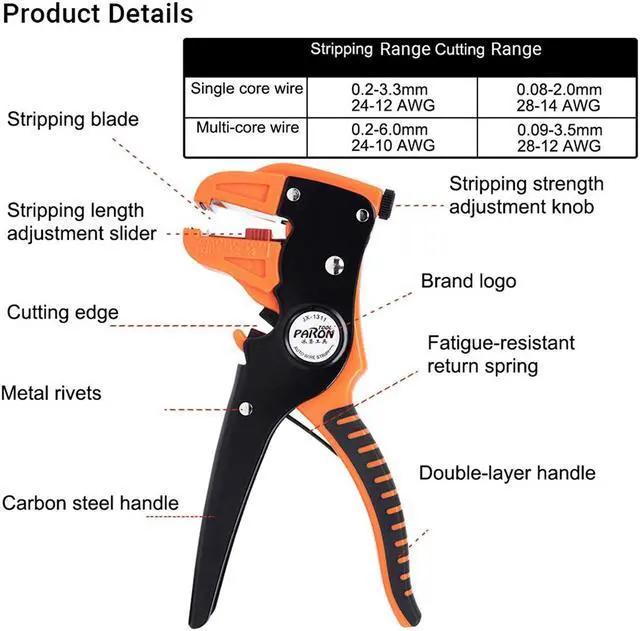 Alt view image 2 of 7 - PARON JX-1311 Automatic Duck-billed Stripper Multifunctional Wire Stripping and Cutting Pliers Dual Layer Handle Duckbill Pliers AWG24-10 0.2-6.0mm²