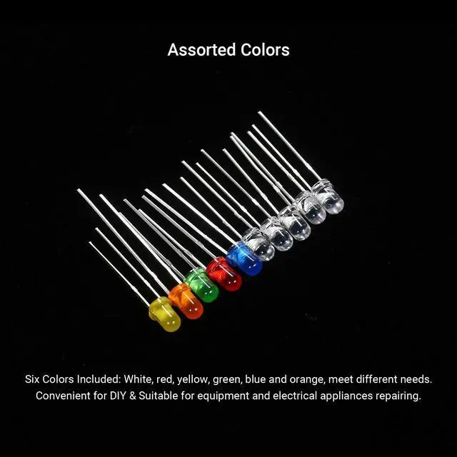 Alt view image 2 of 5 - 300Pcs 3mm Assorted Color 2-pin LED Light Emitting Diodes Set