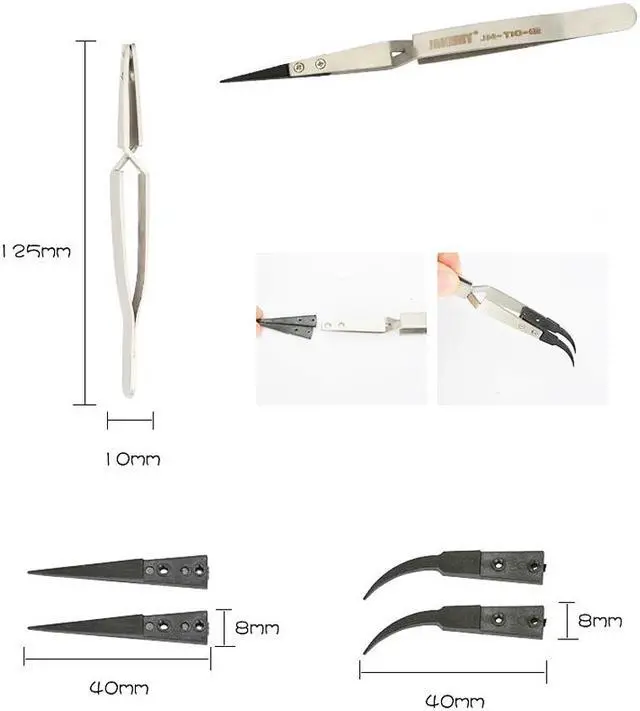 Alt view image 3 of 7 - Rebound Tweezers Stainless Steel Anti-static Precision Tweezers Electronic Maintenance DIY Metal Soldering Precision-Welding