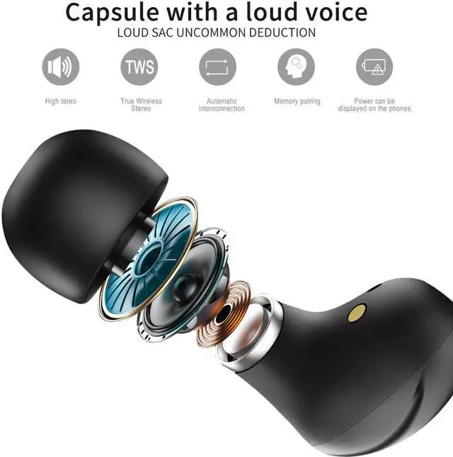 Alt view image 4 of 7 - Fineblue F MAX TWS Bluetooth Earphone Wireless Headset Stereo Earbuds with Charging Box for All Bluetooth Tablet Smart Phone (Black)