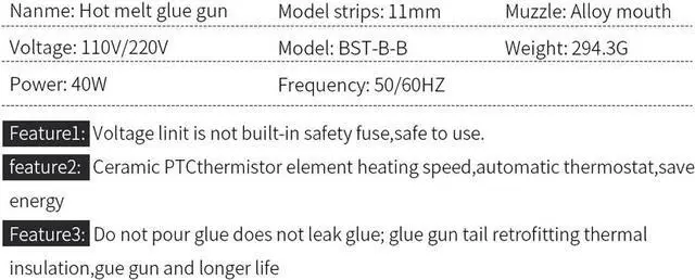 Alt view image 5 of 7 - BST-B-B Hot Melt Glue Gun Heating Repair Tool Switch Electric 110V-220V 40W Glue Sticks Heating Craft Repair Tool