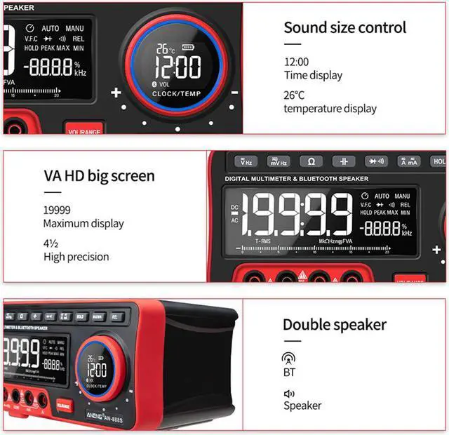 Alt view image 3 of 7 - ANENG AN888S Profesional Digital Bench Multimeter 19999 Counts Transistor Tester Auto Range Voltmeter Multifunction Calibrator - 1