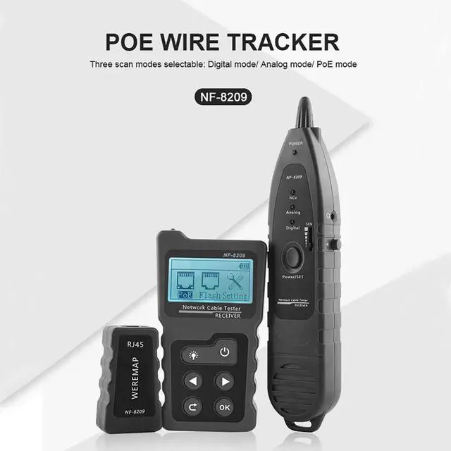 Alt view image 2 of 7 - Multi-functional LCD Network Cable Tester Wire Tracker PoE Checker Inline PoE Voltage and Current Tester with Cable Tester with Illuminate Function