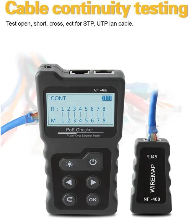 Alt view image 2 of 7 - Multi-functional LCD Network Cable Tester PoE Checker Inline PoE Voltage Current Tester with Cable Tester checker the Ethernet