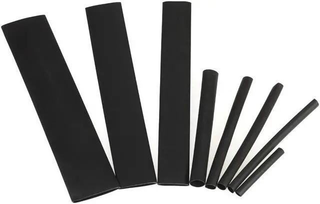 Alt view image 2 of 2 - 150pcs Black Shrinkable Tube Polyolefin Halogen-Free Heat Shrink Tubing Sleeving Wrap Wire Cable Sleeve Kit Shrink Ratio 2:1 8