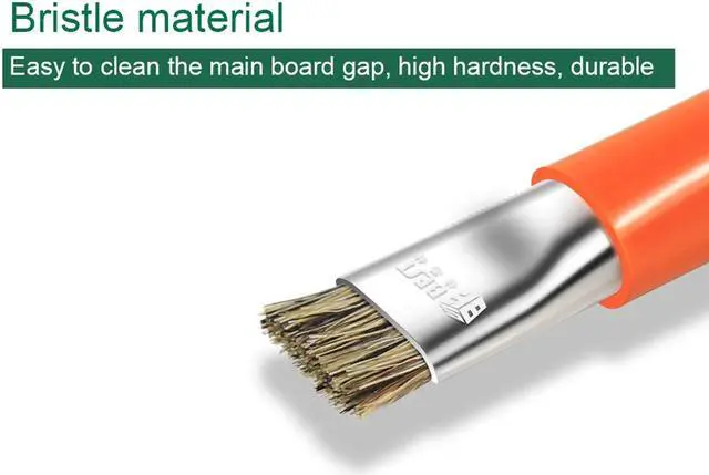 Alt view image 2 of 5 - BST-71 Double-Head Facial Cleansing Brush Boar Bristle Hair Brush Antistatic Cleaning Brush for Mobile Motherboard - Orange