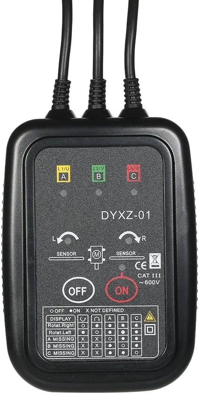 Alt view image 3 of 7 - Non-Contact Phase Detector Digital Phase Sequence Tester Phase LED Indicator Clamp Positive/Reverse Phase Tester AC70~600V 50/60Hz