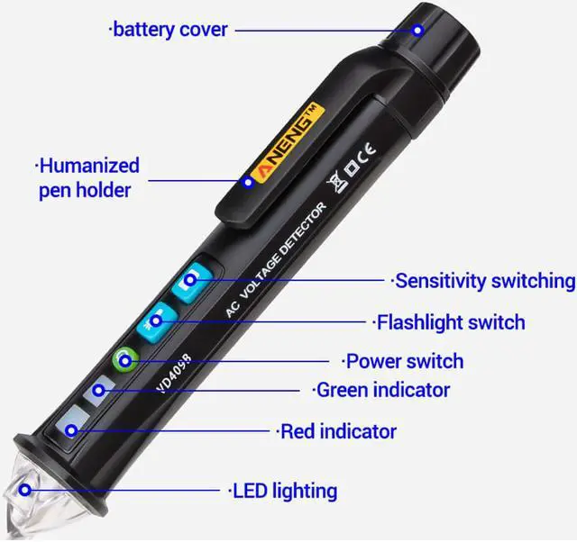 Alt view image 2 of 6 - ANENG VD409B Crcuit Breaker Finder LED Tester Non-contact AC Voltage Detector Tester Meter 12V-1000v Pen Wire Tracker Scanmarker